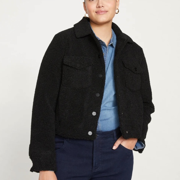 NWT Universal Standard Kelsey Teddy Jacket Black Size M - Picture 1 of 6